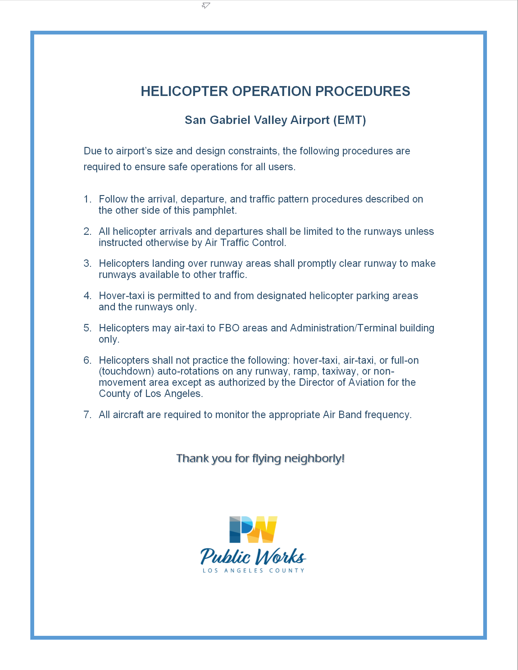 Helicopter Operation Procedures File